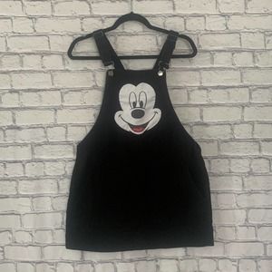 Disney | Black Denim Overall Dress w/ Mickey Graphic Size Medium